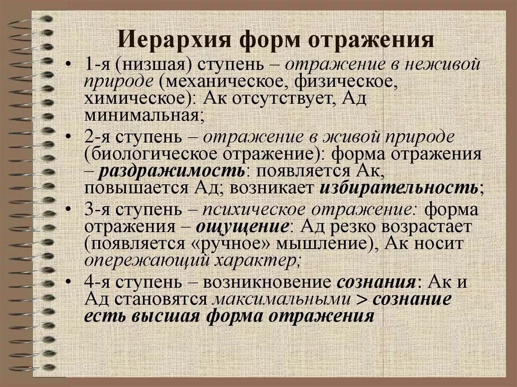 Формы отражения. Формы отражения в живой природе. Формы отражения в философии. Формы отражения в живом и неживом мире.