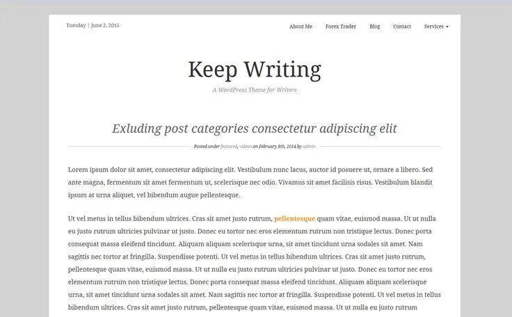 Categories posting. WORDPRESS writing. Writer Theme.