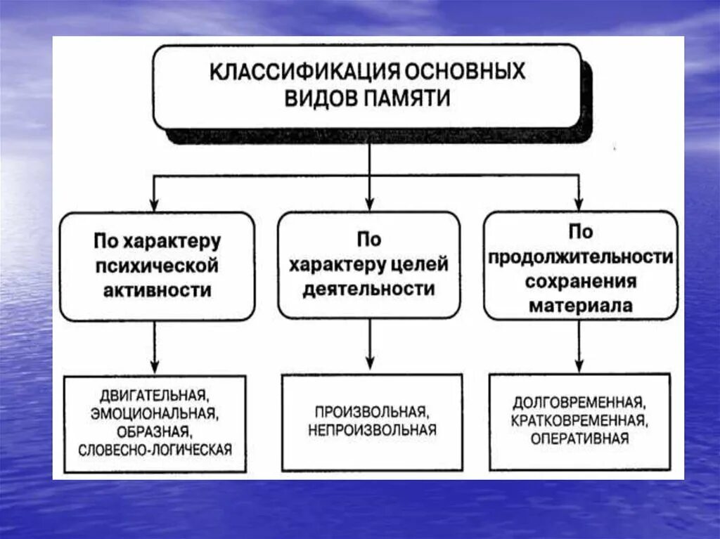 Типы психической активности. Способы развития памяти. Виды памяти по продолжительности сохранения материала. Виды памяти по характеру психической активности. Виды памяти двигательная непроизвольная.