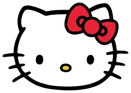 an image of a hello kitty face with a bow on it's head and the word he...