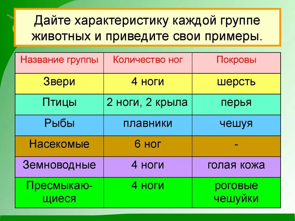 В какой класс объединяют животных имеющих. Группы животных таблица. Признаки групп животных. Характеристика каждой группы животных. Группы животных 2 класс.