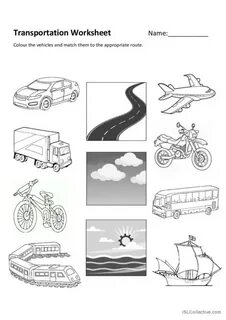 Transport worksheets for kids
