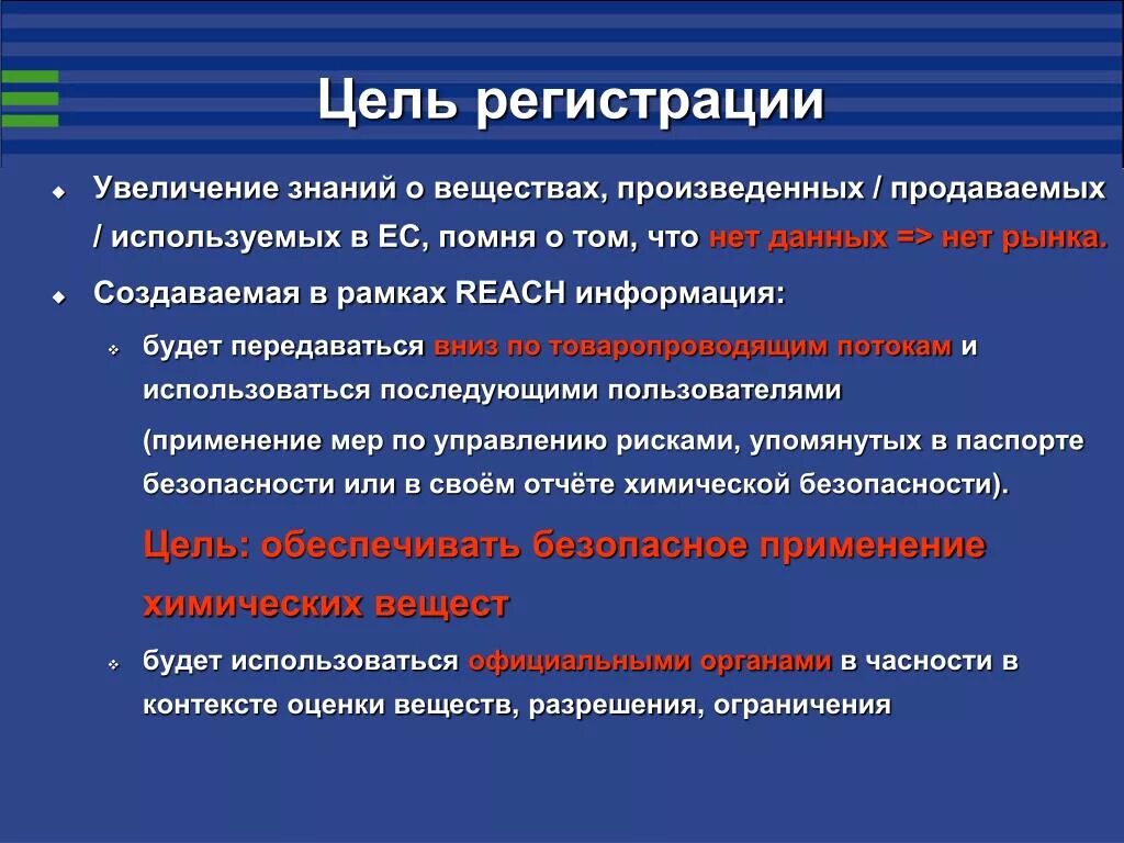 Цель регистрации