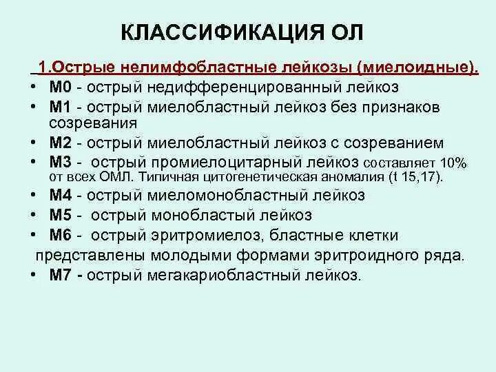 Острый миелоидный лейкоз прогноз. Острый миелобластный лейкоз м4. Миелобластный лейкоз классификация. Недифференцируемый лейкоз характеристика. Острый недифференцированный лейкоз классификация.