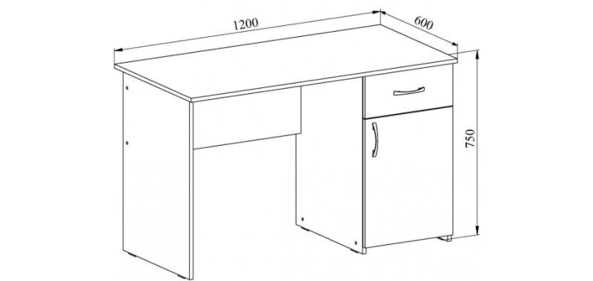 Высота стола тумбы. Компьютерный стол 1200х600х750 с тумбой Компасс. Эскиз стола письменного. Стандартный письменный стол. Компьютерный стол Размеры.