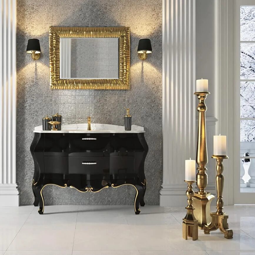 Итальянская мебель для ванной. Раковина в стиле арт деко. Тумба для ванной в стиле Барокко. Мебель для ванной комнаты в классическом стиле. Мебель для ванной италия