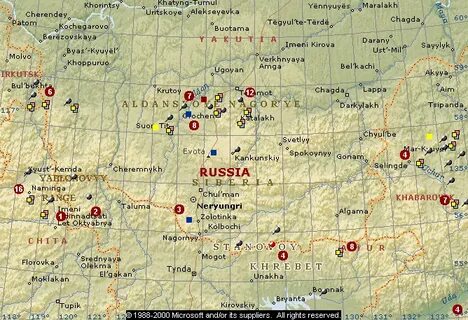 Алдан на карте