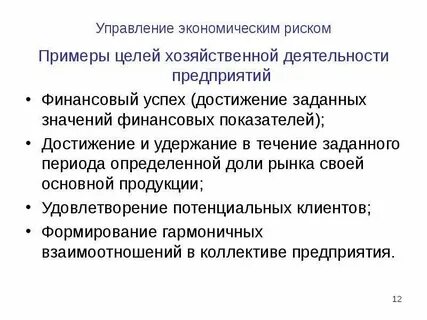 Цели экономической деятельности предприятия