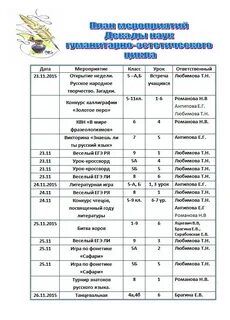 Мероприятия по литературе