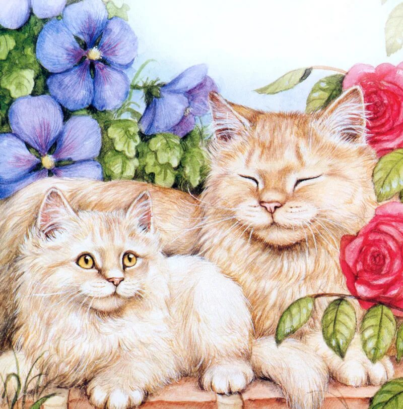 Дебби Кук. Дебби Кук кошки. Дебби Кук картины. Рисунки котов. Рисунок кота с цветами