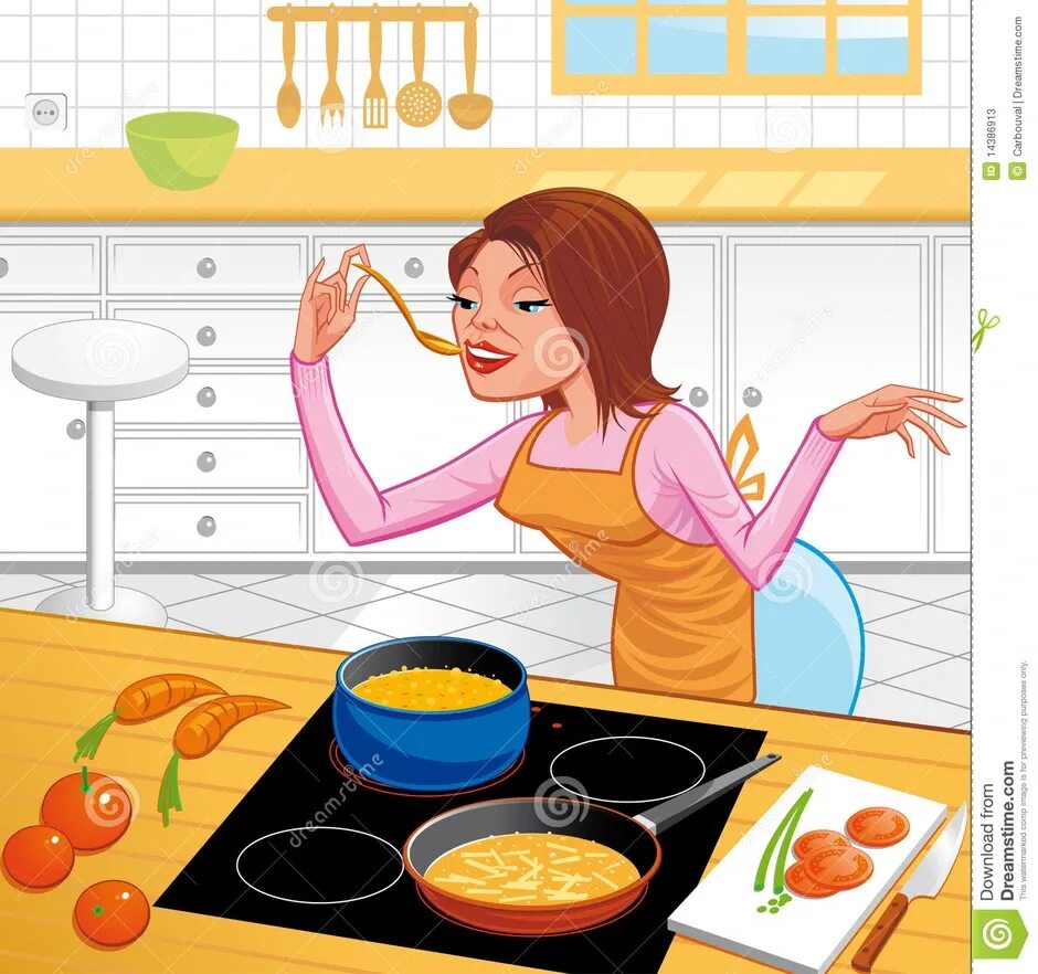 Готовка рисунок. Мама готовит. Рисования женщина на кухне. Продукты для готовки иллюстрации. Мама сегодня готовлю я