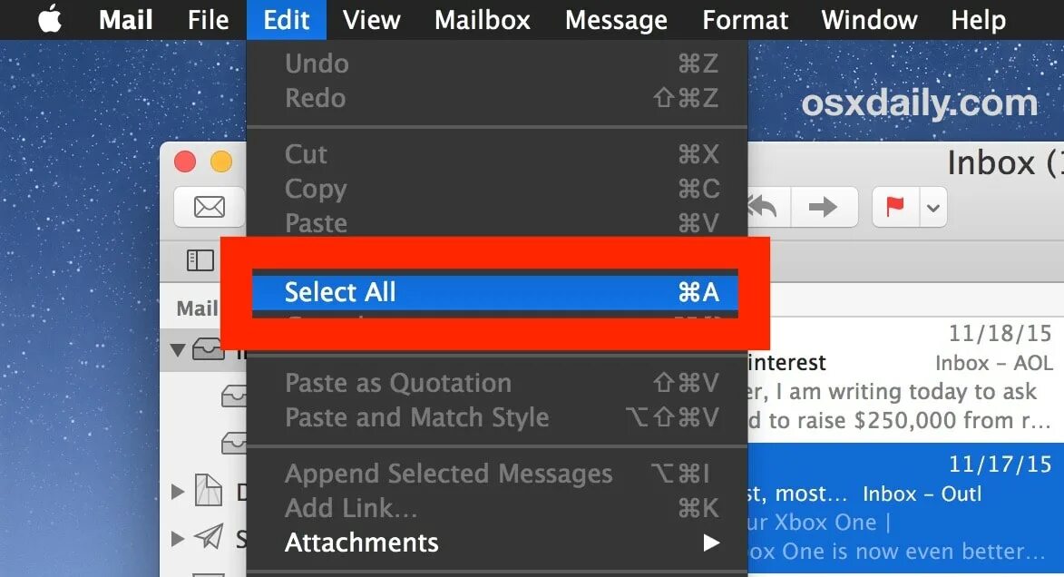 Select message. Select all. All emails. How to select multiple elements in Mac Launcher.