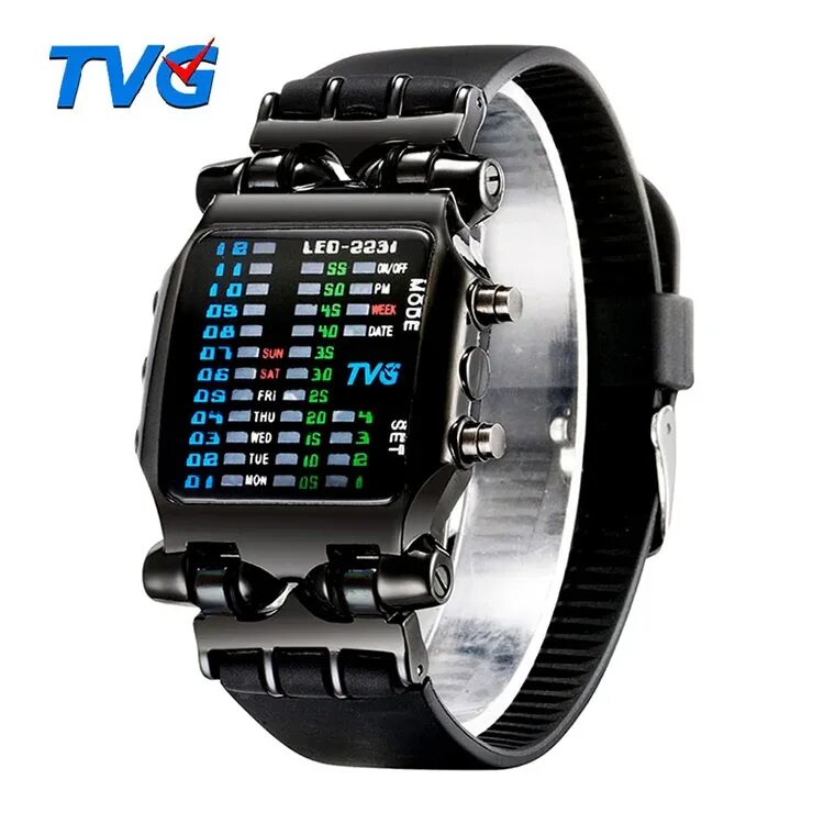 Led-часы бинарные "8/32 " 903174. Бинарные часы TVG. Часы TVG watch наручные мужские электронные led. Часы наручные гарантия