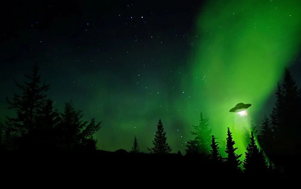 НЛО над лесом. Летающая тарелка над лесом. НЛО В небе. Зеленое НЛО. Кроме этих таинственных огоньков в полуверсте ничего