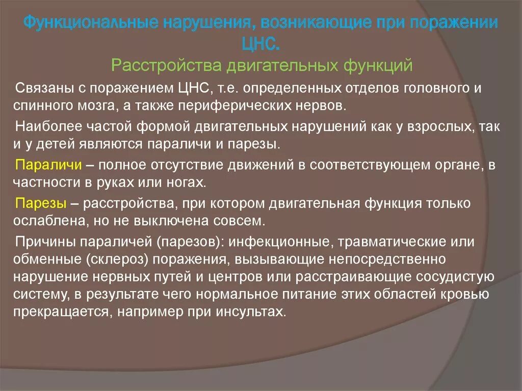 Нарушения функции цнс. Функциональные нарушения. Функциональные поражения ЦНС. Функциональные нарушения возникающие при поражении ЦНС. Функциональные поражения центральной нервной системы.