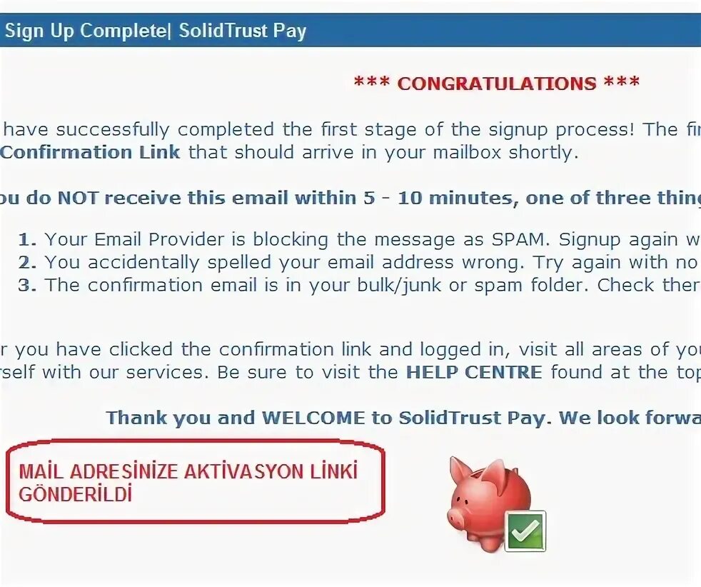 Confirmation link. Confirmation link