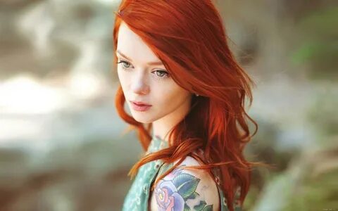 pornstar, redhead, tattoo, green eyes, Suicide Girls, women, Lass Suicide. ...