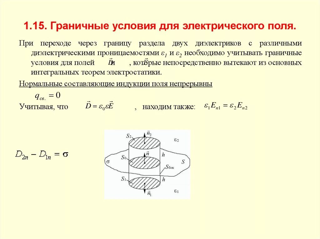 Граничные условия для индукции и напряженности электрического поля. Граничные условия для электростатического поля. Граничные условия для напряженности электрического поля. Граничные условия для вектора напряженности электрического поля. Индукция диэлектрика