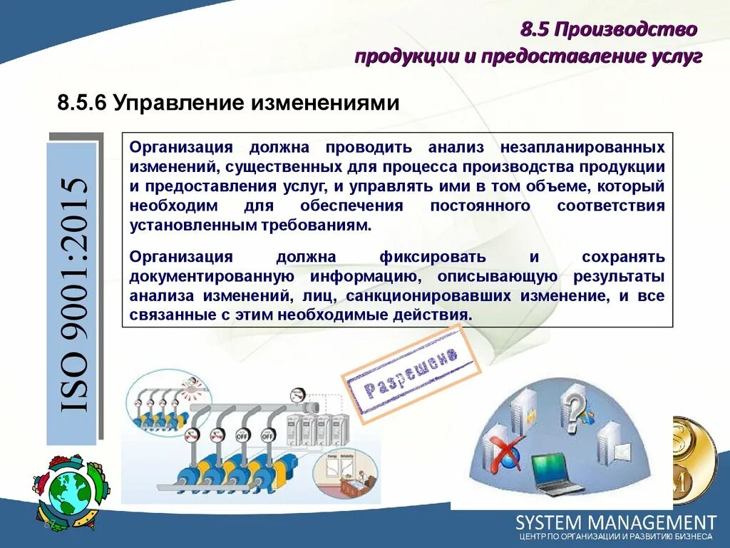 Обеспечивающий производство товаров и услуг. Управление производством продукции. Производство продукции и предоставления услуг. Процесс производства товара (оказания услуги). Управление изменениями ИСО 9001.