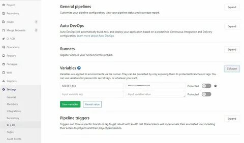 Gitlab environment variables