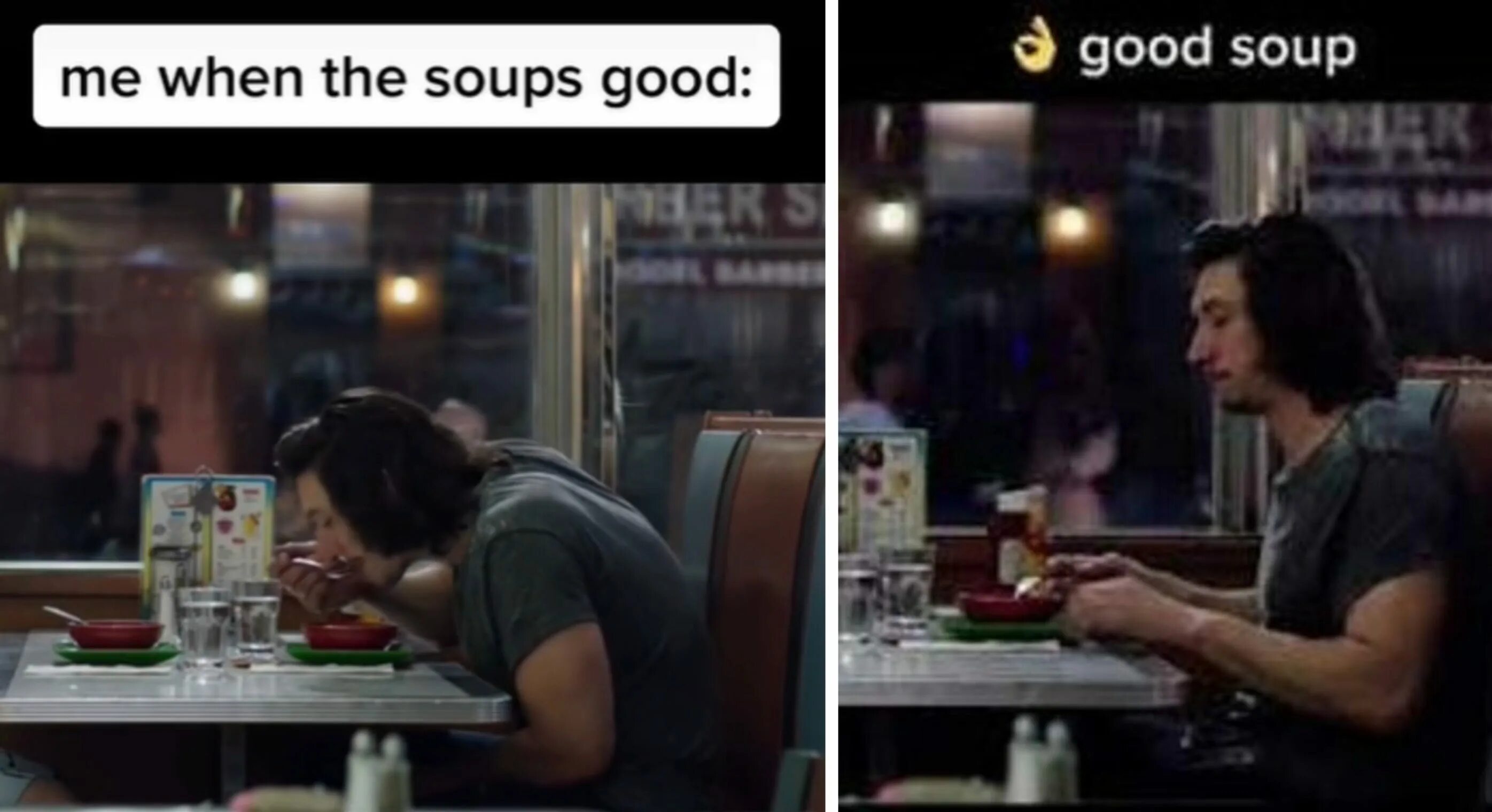 Good soup. Good Soup Мем. Good Soup meme Adam Driver. Мемы про суп.