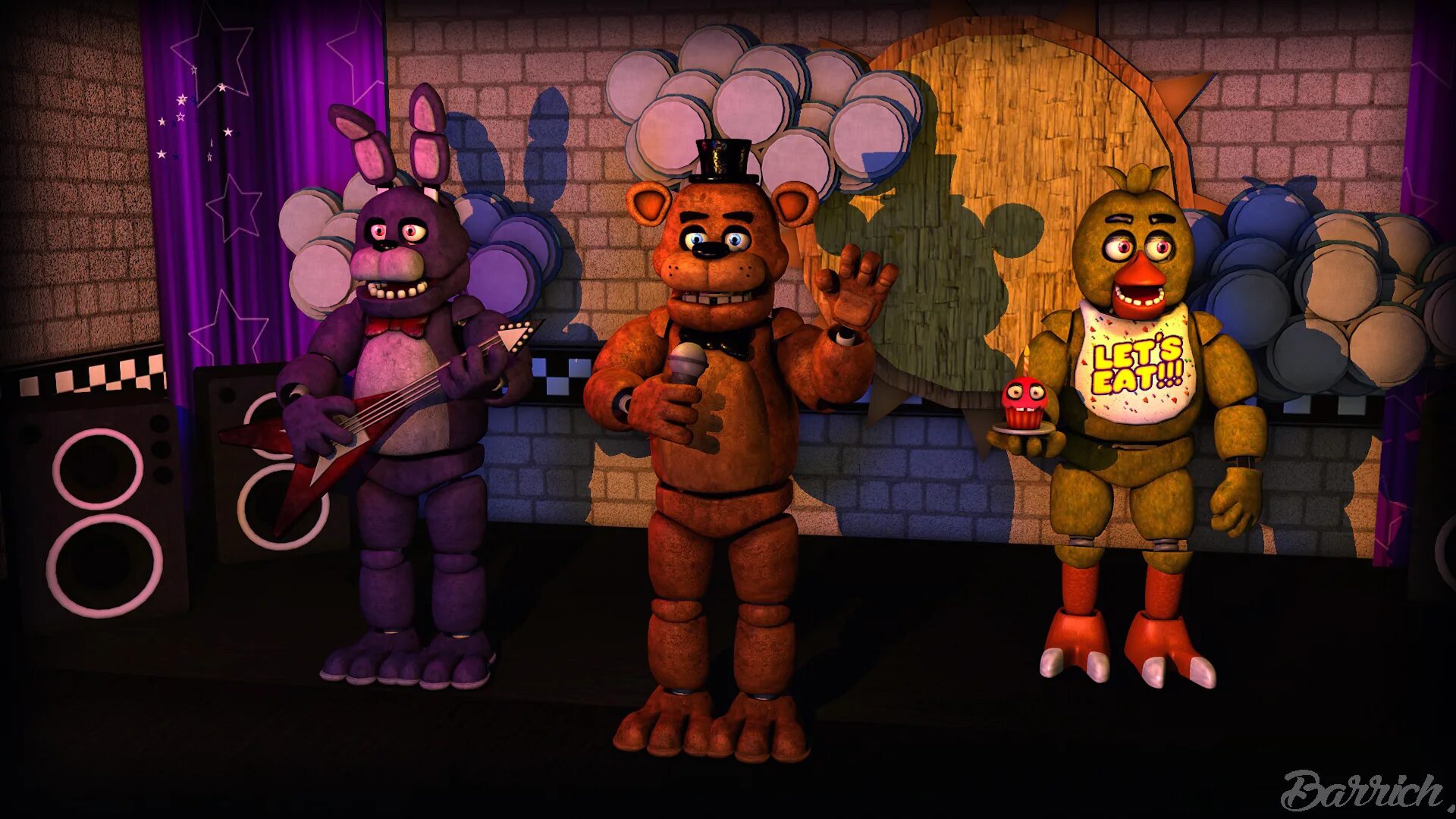 Фредди ФНАФ 1. FNAF 1 Фредди. Сцена ФНАФ 1с анимотрониками. ФНАФ Фредди на сцене. Покажи игры фнафа