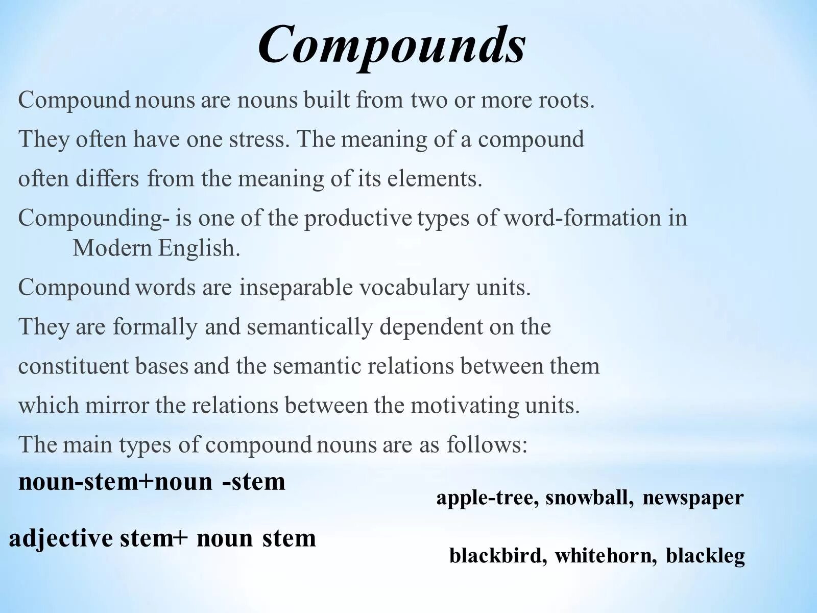 Modern english words. Compound Nouns презентация. Презентация Compound Words. Compound в английском. Compound Nouns в английском.