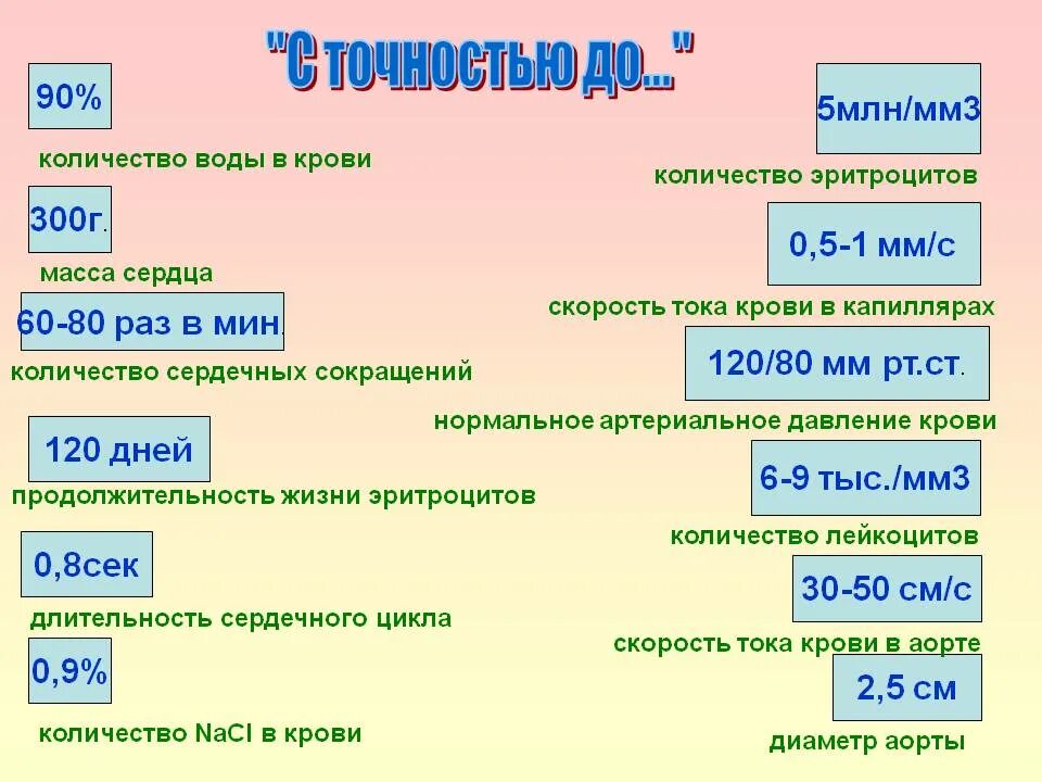 Биология в цифрах. Скорость тока крови презентация. 120/80 В мм РТ ст. 2—2,5 Млн в 1 мм3 крови.