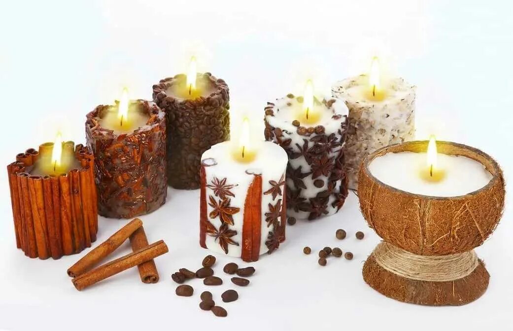 Арома свечи. Свечи кокосовые декор. Набор свечей. Эко свечи. Купить натуральные свечи