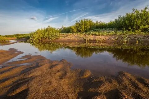В течение полноводной реки