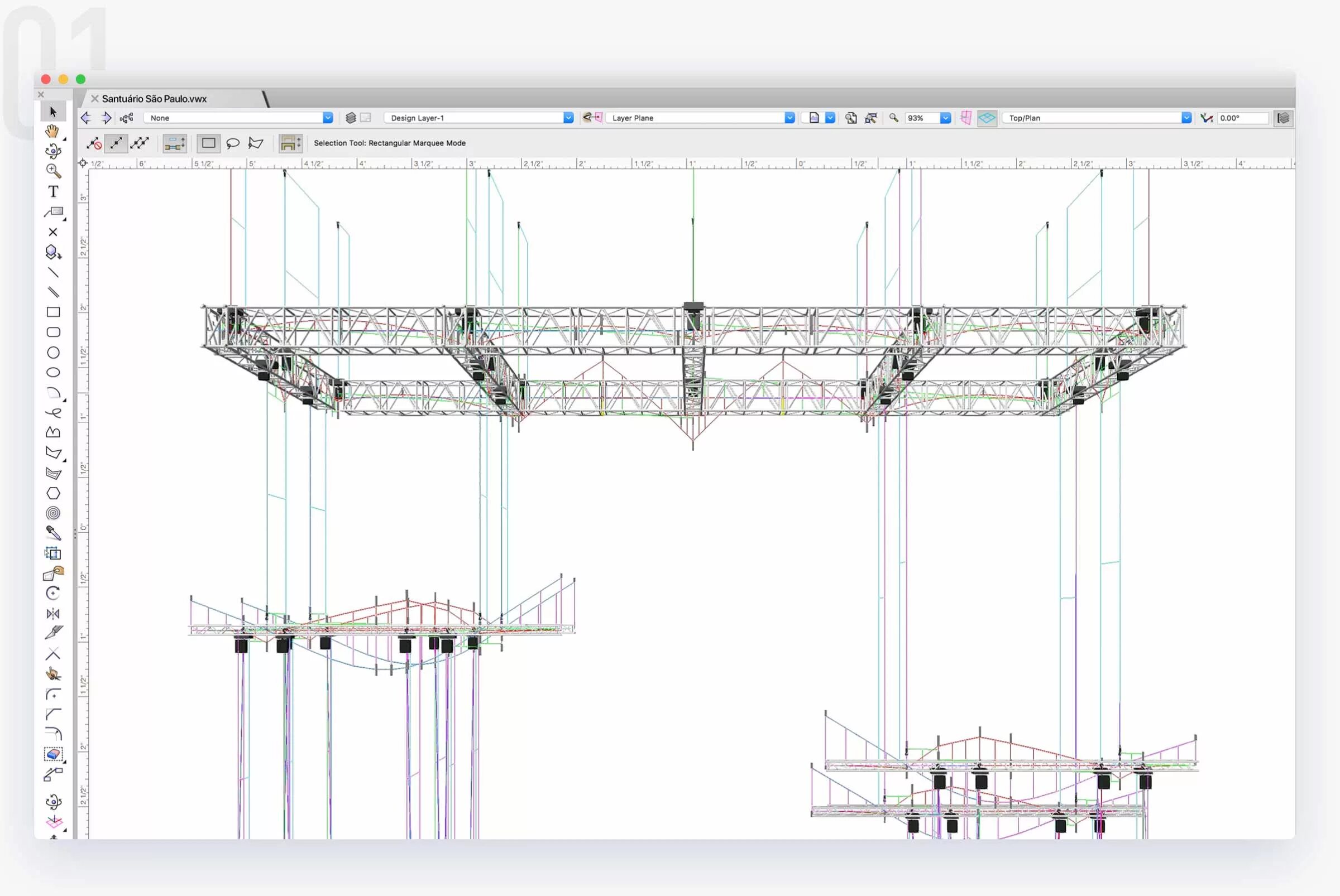Vectorworks. Braceworks. риггинг фермы. rigging сцены план. построение в vectorworks.