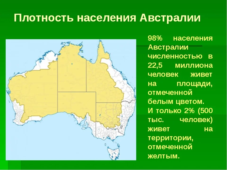 Карта плотность населения народы австралия