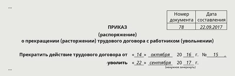 Может быть приказ раньше даты увольнения