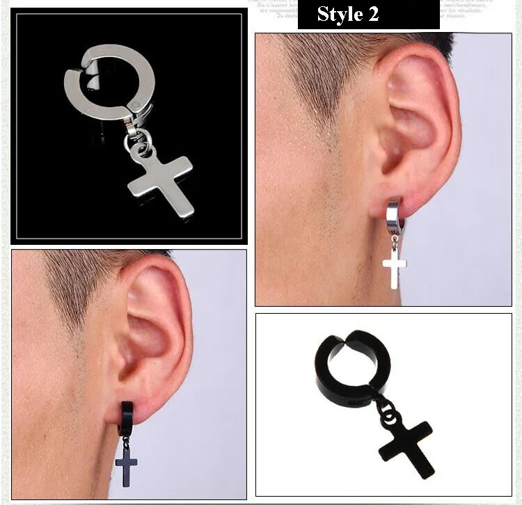 Серьга клипса мужская крест. Серьги non-piercing clip. Клипсы для ушей для мужчин. Клипсы для ушей мужские без прокола.