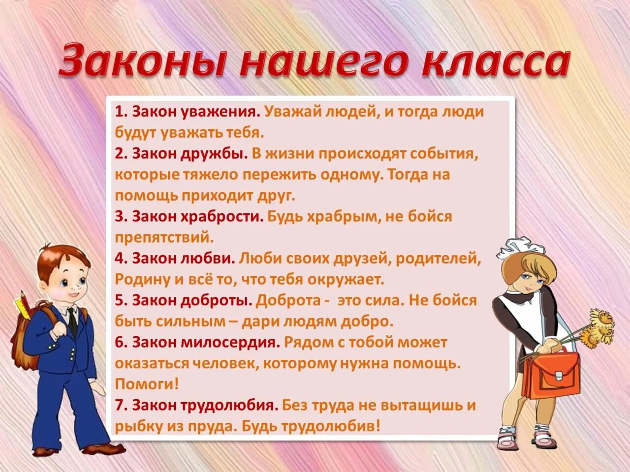 Современные законы жизни. Законы нашего класса. Законы нашего класса для классного уголка. Информация для классного уголка. Законы класса в начальной школе.