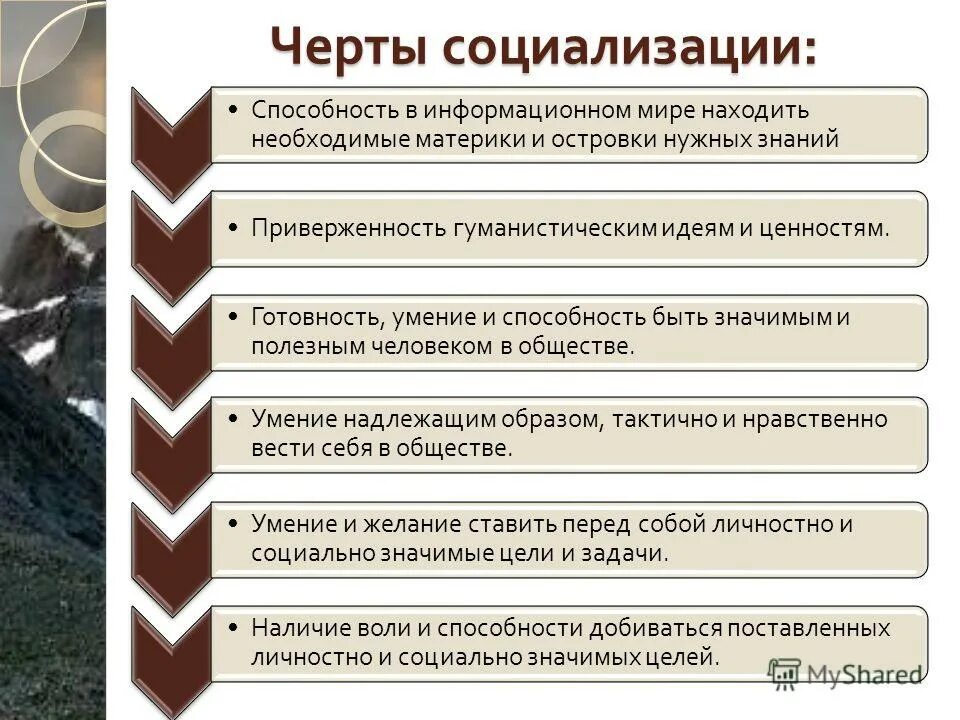 Характерные черты социализации. Характерные черты социализации
