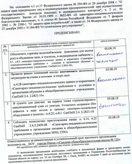 Выполнение предписаний контролирующих органов