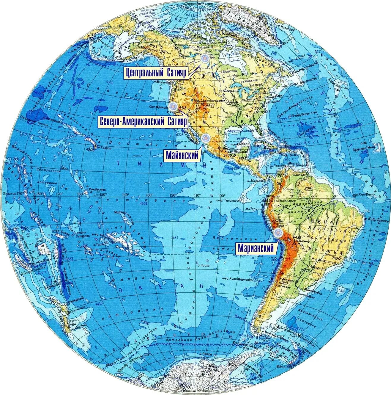 Физическая карта Западного полушария. Карта полушарий Западное полушарие. Карта Западного полушария земли.