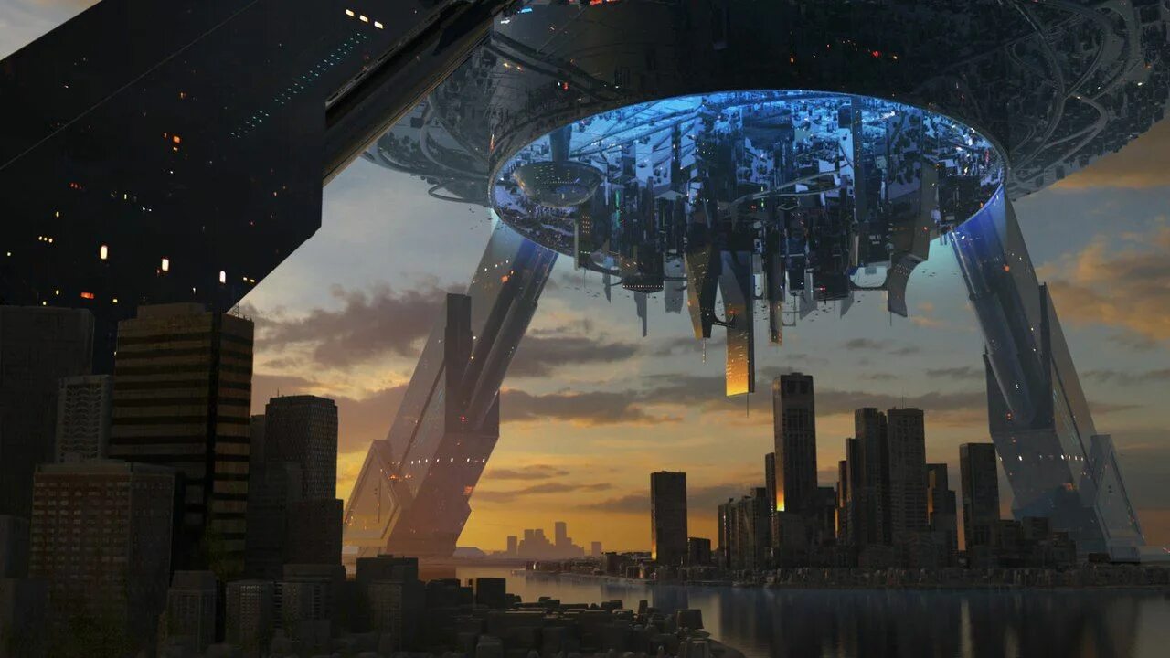 Космос будущего. Город купол scifi концепт art. летающий город. мир будущего. летающий город будущего.