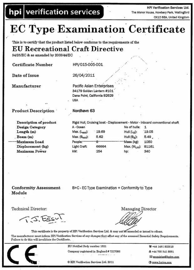 Type certificates