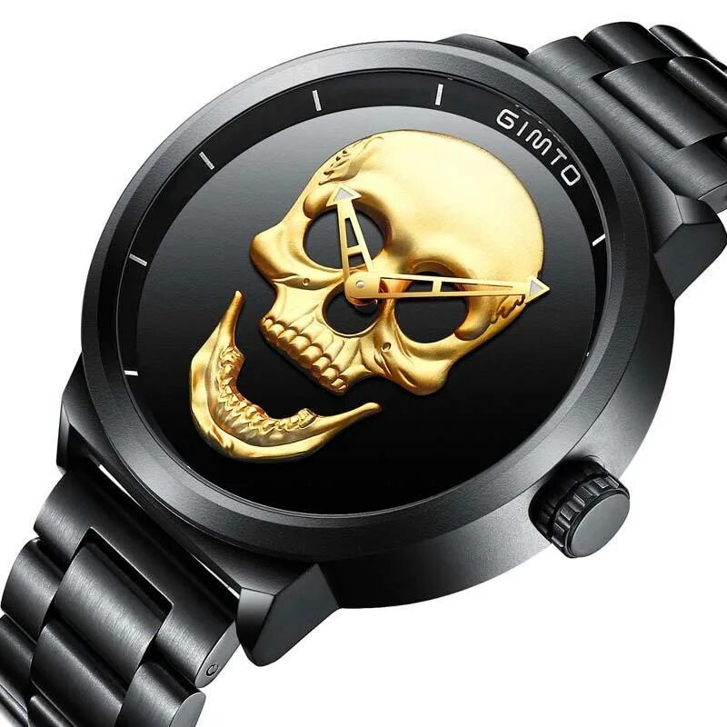 Часы из черного золота. Наручные часы skull gold. часы с черепом. швейцарские часы с черепом. часы мужские с черепом.