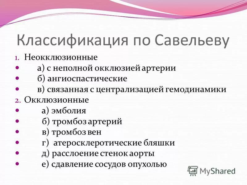 Острая артериальная ишемия. Классификация ишемии по Савельеву. Классификация по Савельеву тромбозы. Классификация тромбоза артерий. Артериальный тромбоз классификация.