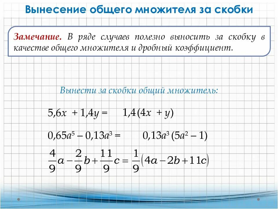 Вынести за скобки общий множитель 7 класс самостоятельные. Вынесение общего множителя за скобки 7 класс уравнения. Разложение на многочлены примеры. Схема разложения многочлена на множители. Разложение многочлена на множители вынесением за скобки.