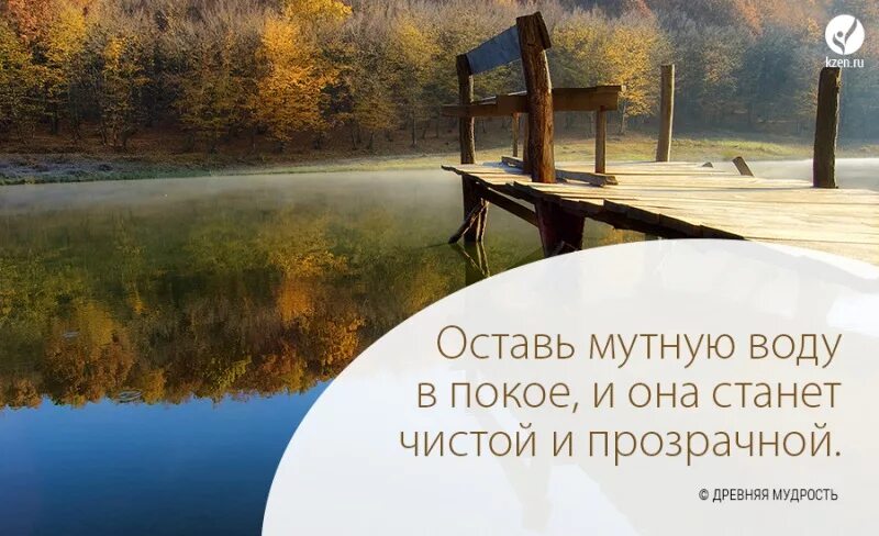 Спокойствие мудрость. Оставь мутную воду в покое и она станет чистой и прозрачной. Оставь мутную воду в покое. Оставь мутную воду в покое и она станет чистой. Песня а жизнь мутная вода