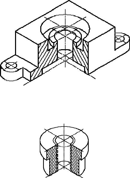 Аксонометрическая проекция детали с вырезом 1/4. Аксонометрия с вырезом 1/4 части. Аксонометрия с вырезом 1/4. Разрез аксонометрии рис 200. Нижние отверстия одинаковых