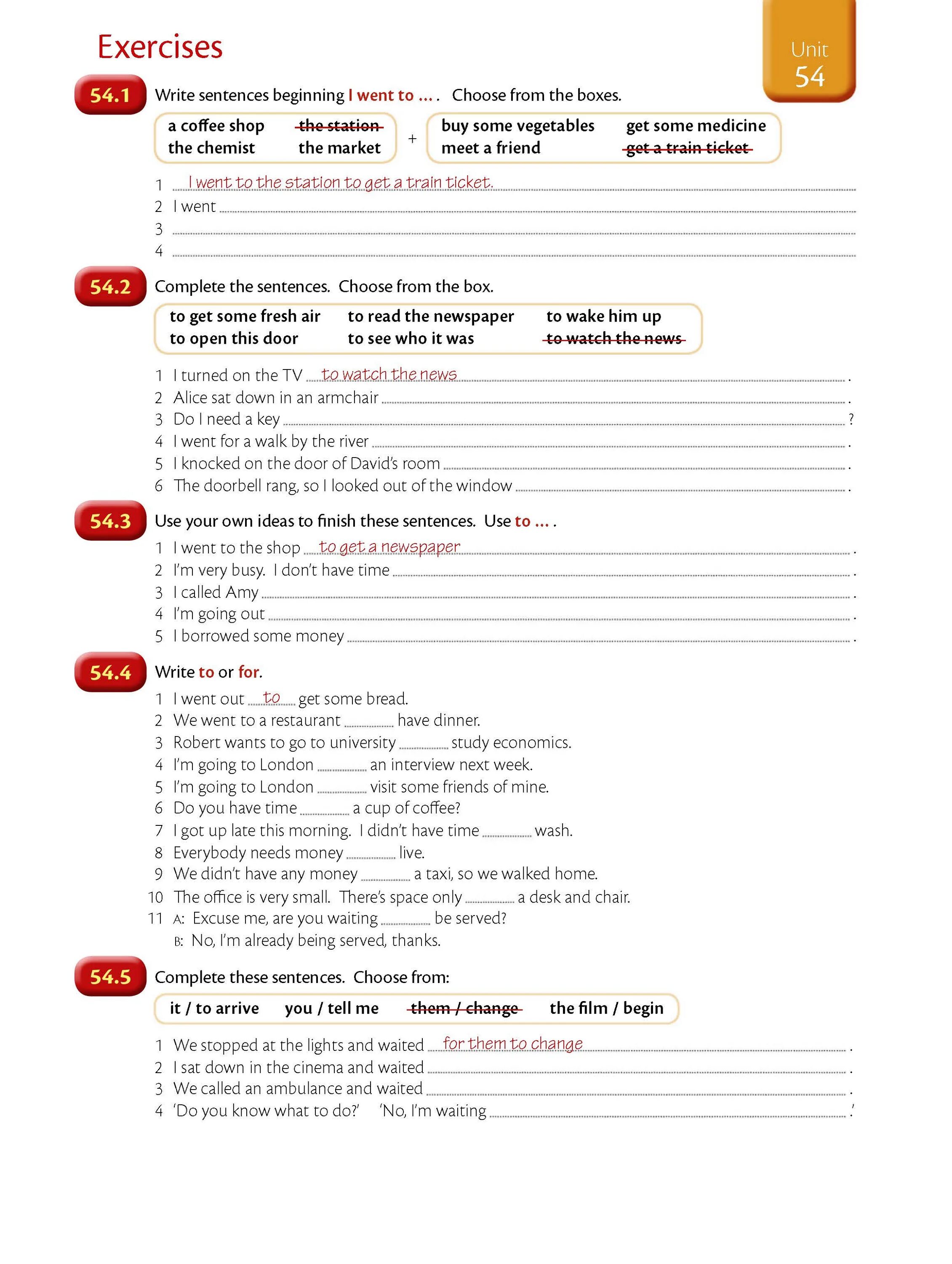 Write sentences ответы. Unit 54 exercises 54.1 ответы. Exercises ответы. Английский Unit 54 exercises. Unit 54 exercises 54.2 ответы.