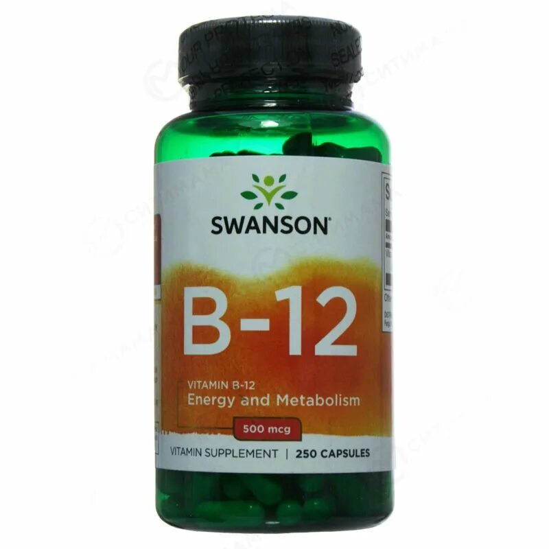 Как принимать б 12. Витамин b12 от Swanson 500 мкг, 100 капсул. B12 Swanson 500 мкг 250 капс.. Витамин б12 в капсулах. Витамин б12 цианокобаламин.