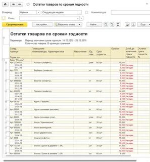 1с розница сроки годности