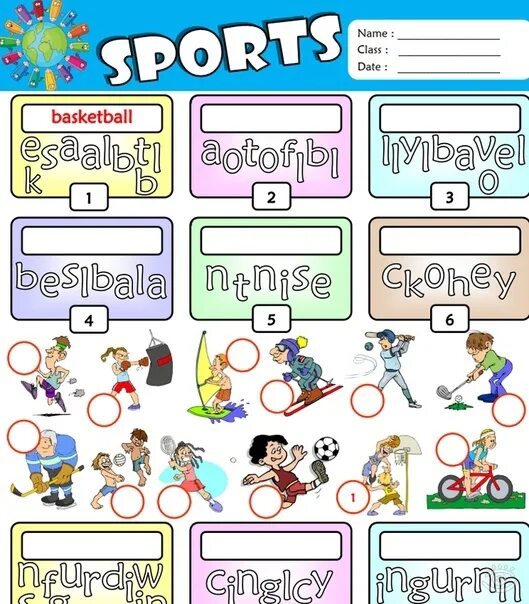 1 find the sports. Спорт Worksheets. Виды спорта Worksheet. Sport Vocabulary Kids. Sport Worksheets for Kids.