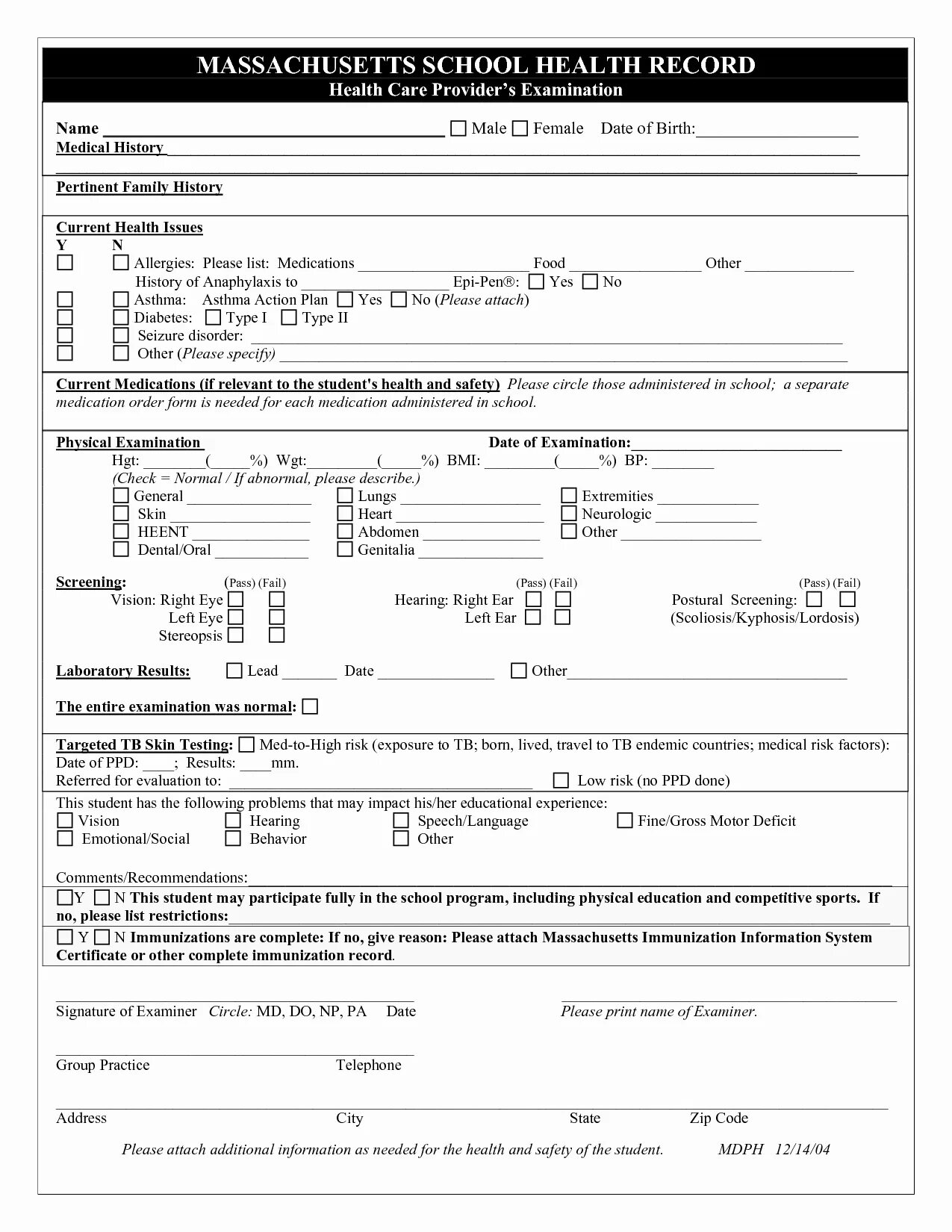 Physical form. Medical examination record бланк. Форма Medical Exam. Medical examination record бланк Nepia.